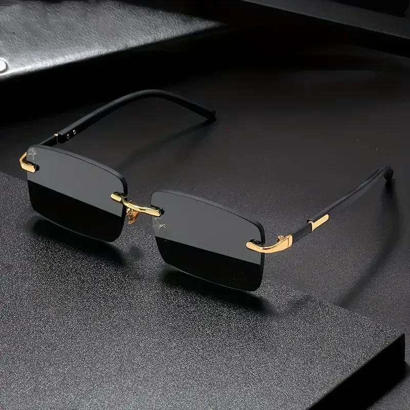 Lunettes de soleil sans bords rectangulaires, mode populaire pour femmes et hommes, petites lunettes