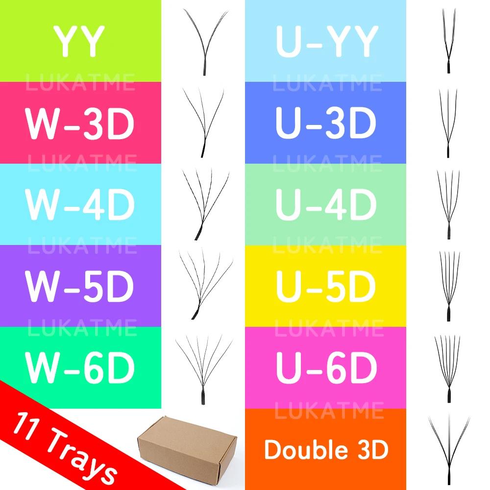 Extensions de cils LUKATME 0.07 PBT, bouquets préfabriqués YY 3D 4D 5D 6D, double 3D, forme W & U, k