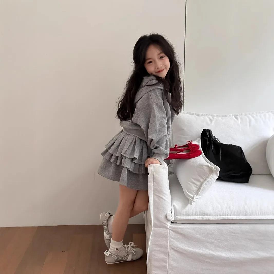 Ensemble de jupe bouffante A-Line Cake pour bébé fille, sweat à capuche avec chapeau à fermeture écl