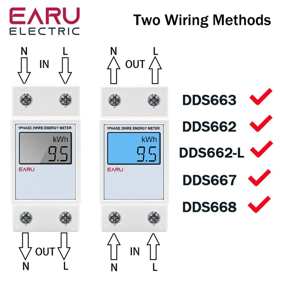 Compteur d'énergie numérique LCD monophasé, réinitialisation de la tension zéro kWh, compteur de con