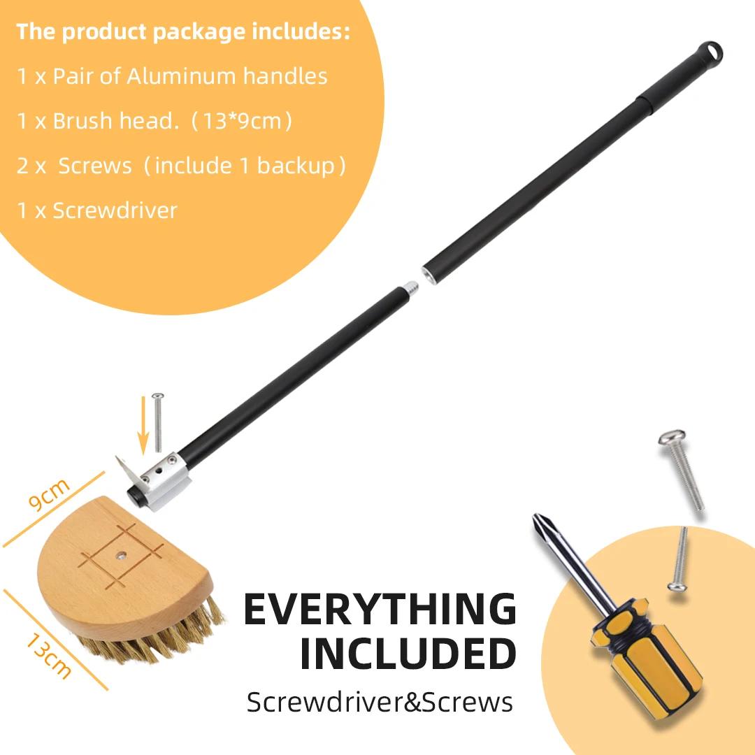 Brosse de four à Pizza, brosse de poêle en cuivre, poils en laiton et bois, manche Long, brosse de n