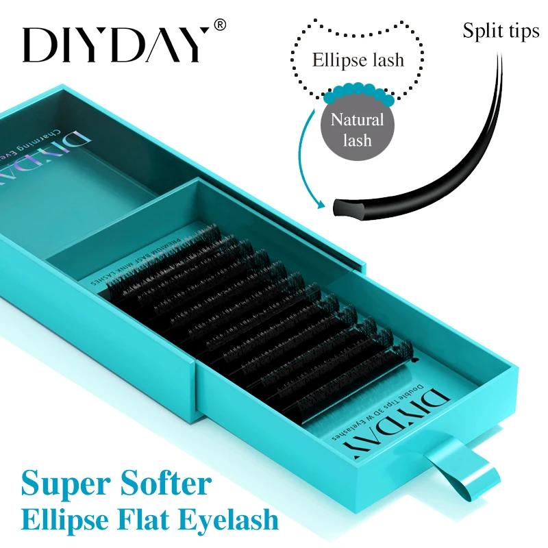 DIYDAY Ellipse Extensions de cils plats 0.15 0.20 cils plats individuels Super plus doux aspect natu