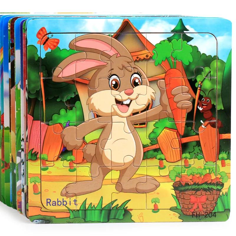 20 pièces Puzzle en bois animaux de bande dessinée voiture lettre numéro modèle Puzzles jeu enfants 
