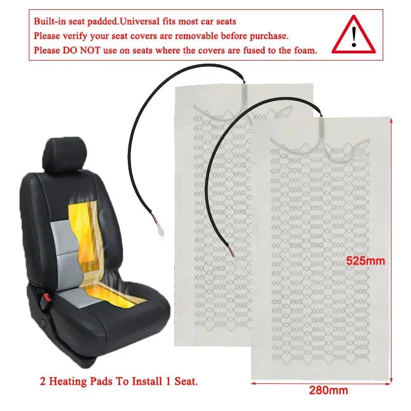 Kit de chauffage de siège de voiture en fibre de carbone, ensemble de coussins à interrupteur rond, 