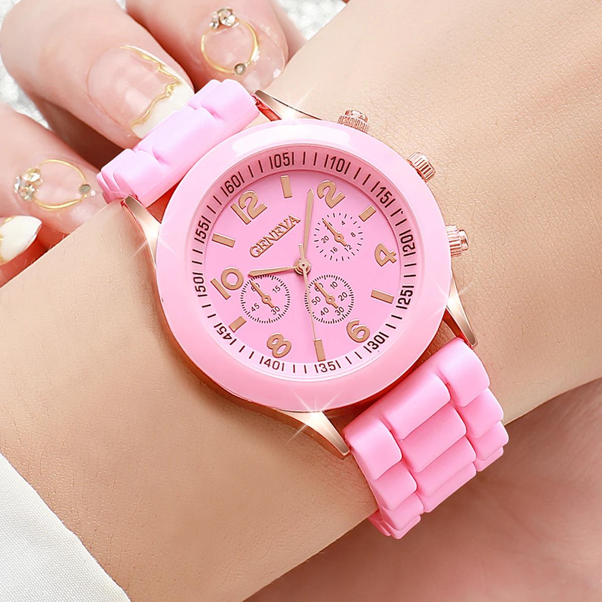 5 pièces montres pour femmes mode bracelet en Silicone ensemble de montre à Quartz analogique (sans 