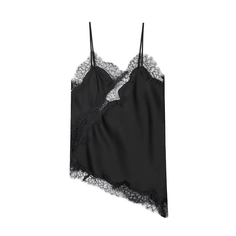 MUJER noir couverture en dentelle pour femmes Camisole Sexy dos nu hauts femme 2025 été sans manches