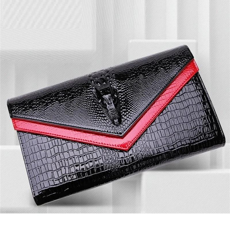Alligator modèle femmes en cuir de vache pochette Patchwork Crocodile dames peau de vache épaule ou 