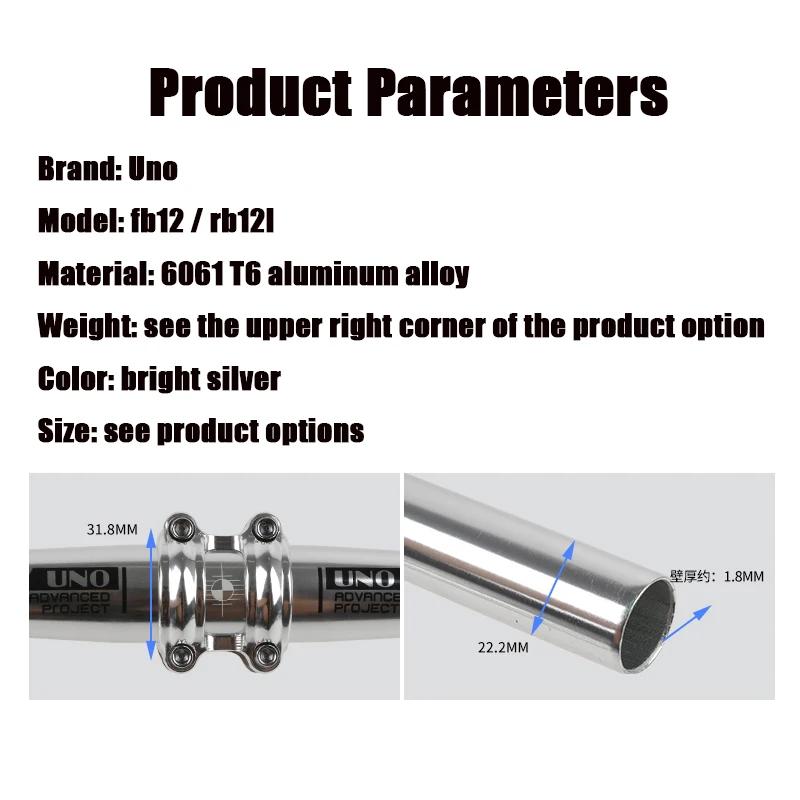 UNO-Guidon plat et courbé pour vélo, couleur argent, pour VTT, dimensions 31.8mm, 640mm, 680mm, 720m