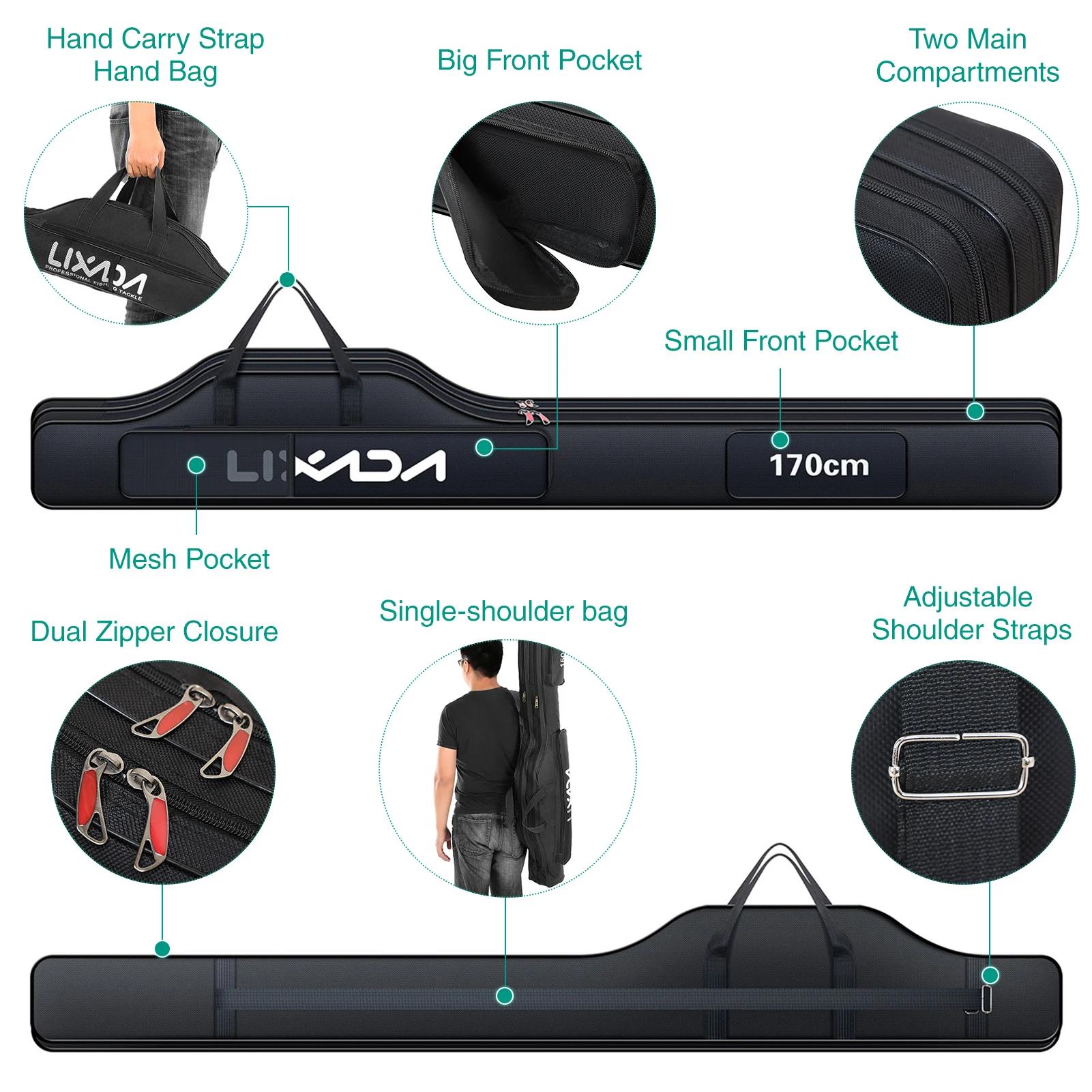 Lixada 190 cm sac de pêche Portable pliant canne à pêche moulinet sac canne à pêche équipement matér