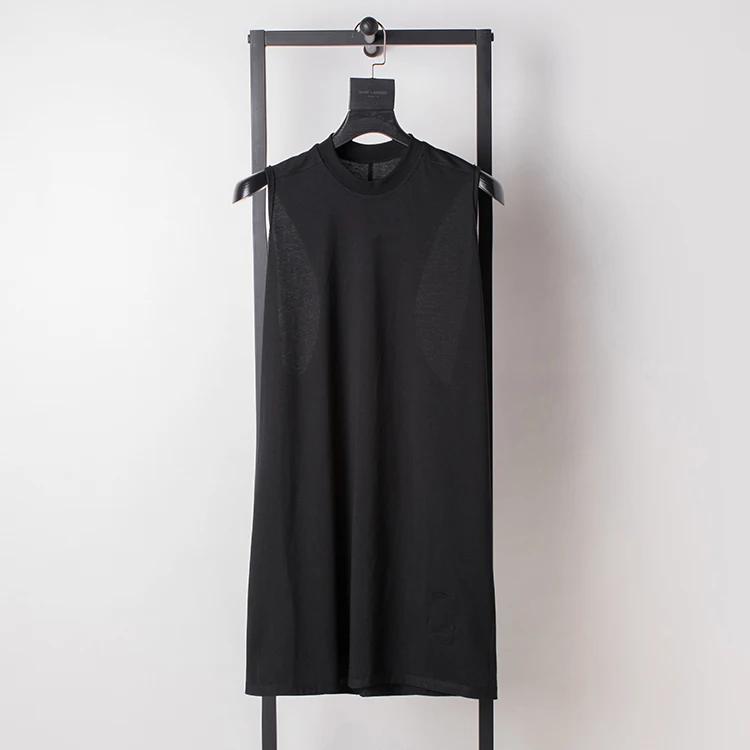 Dark RICK RO Style coton haute rue hommes couleur unie petit col épaules dénudées grand en forme de 