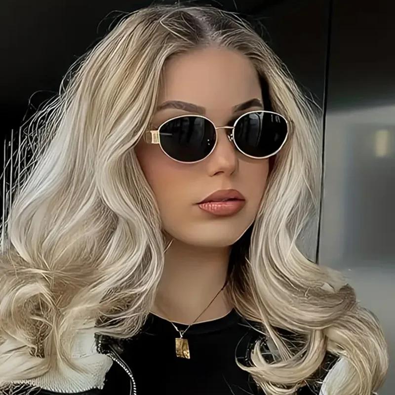Lunettes de soleil de Protection solaire rétro Steampunk, Vintage, ovales en métal pour femmes, clas