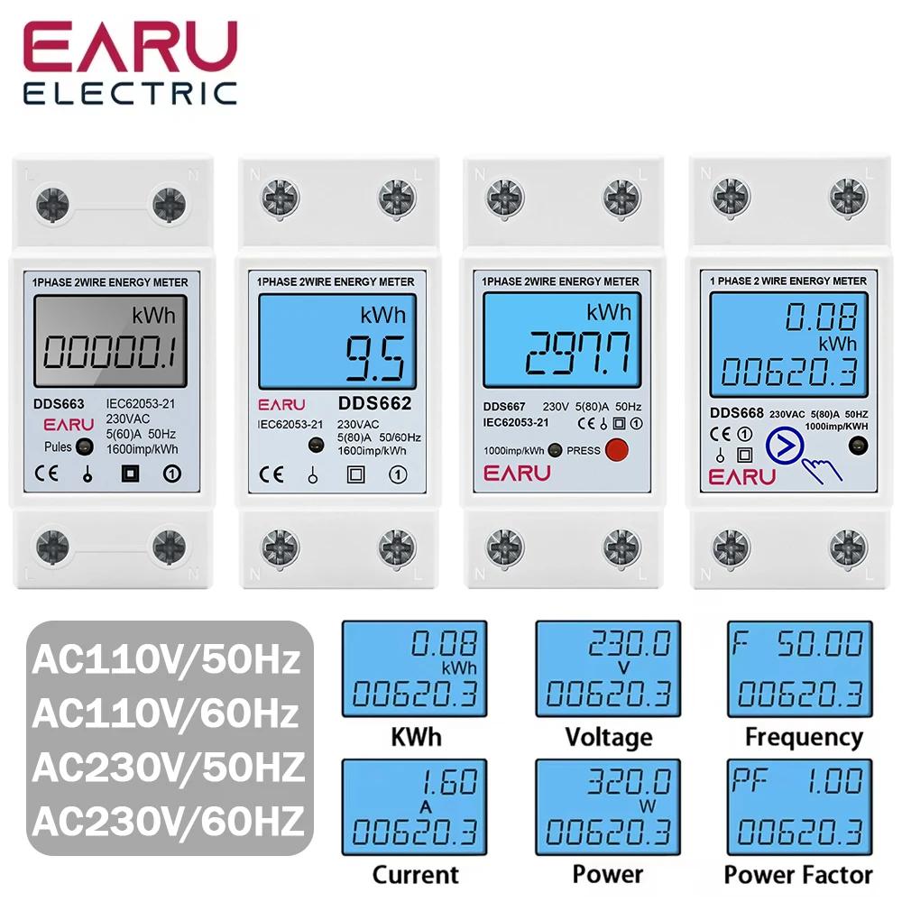 Compteur d'énergie numérique LCD monophasé, réinitialisation de la tension zéro kWh, compteur de con