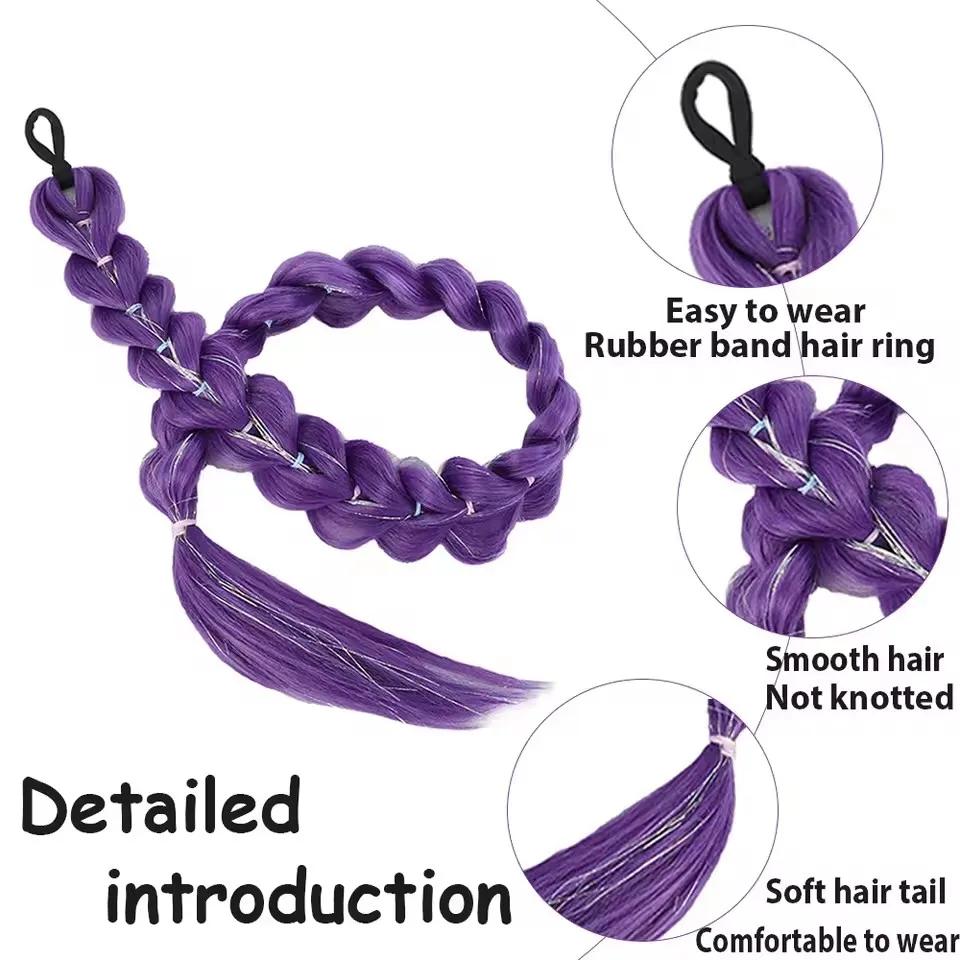 Perruque tressée violette synthétique extra longue de 32 po |   Métallique chatoyant |   Postiche de