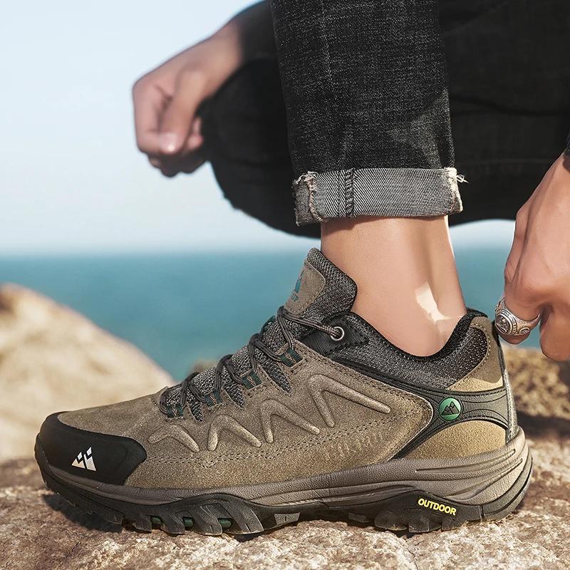 Bottes cuir imperméables homme HIKEUP - Chaussures décontractées luxe antidérapantes hiver