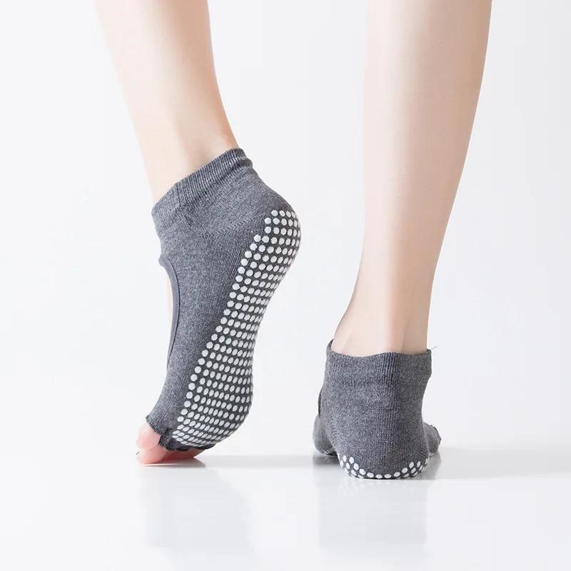 Chaussettes de Pilates dos nu à cinq orteils pour femmes, antidérapantes, pour Fitness, entraînement