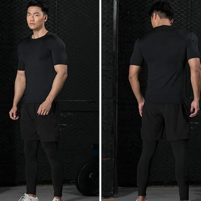 Chemises de Compression pour hommes, t-shirts d'été à manches courtes, T-shirt d'entraînement, de Fi