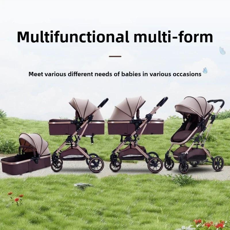 Poussette bébé 3 en 1 à grande vue avec siège auto pliable, dossier réglable, poussette bébé Portabl