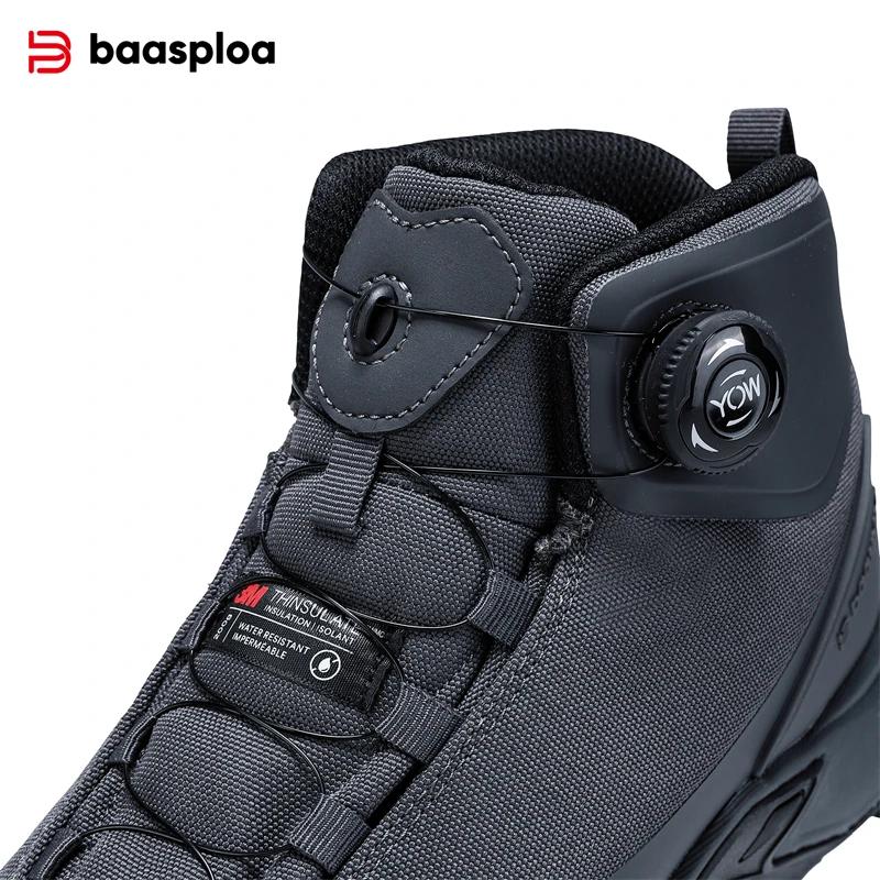 Baasploa hommes chaussures de randonnée anti éclaboussures eau bouton rotatif baskets d'extérieur no