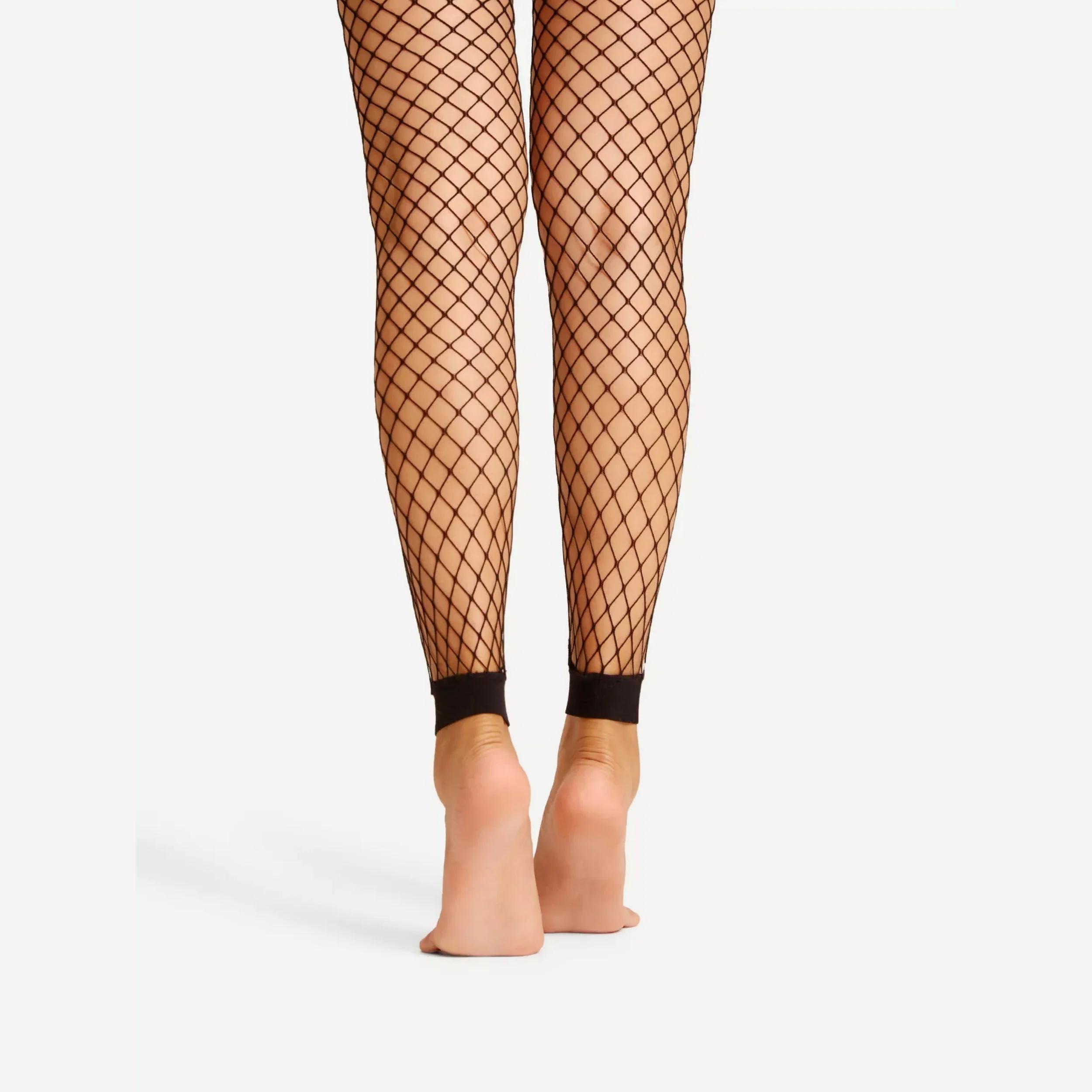 1 paires de chaussettes en maille à neuf points pour femmes, chaussettes Sexy en résille creuse, Leg
