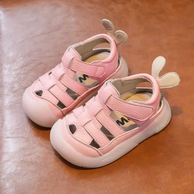 Sandales d'été en cuir véritable pour bébés filles et garçons, chaussures d'école à l'offre elles so