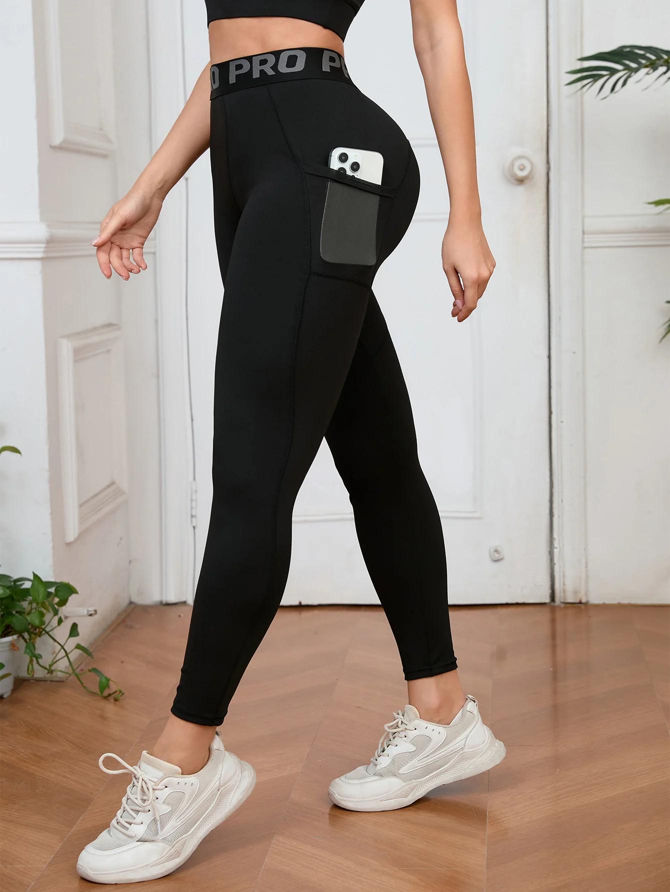 Leggings de Yoga taille haute pour femmes, pantalon de course, d'entraînement, extensible, avec poch