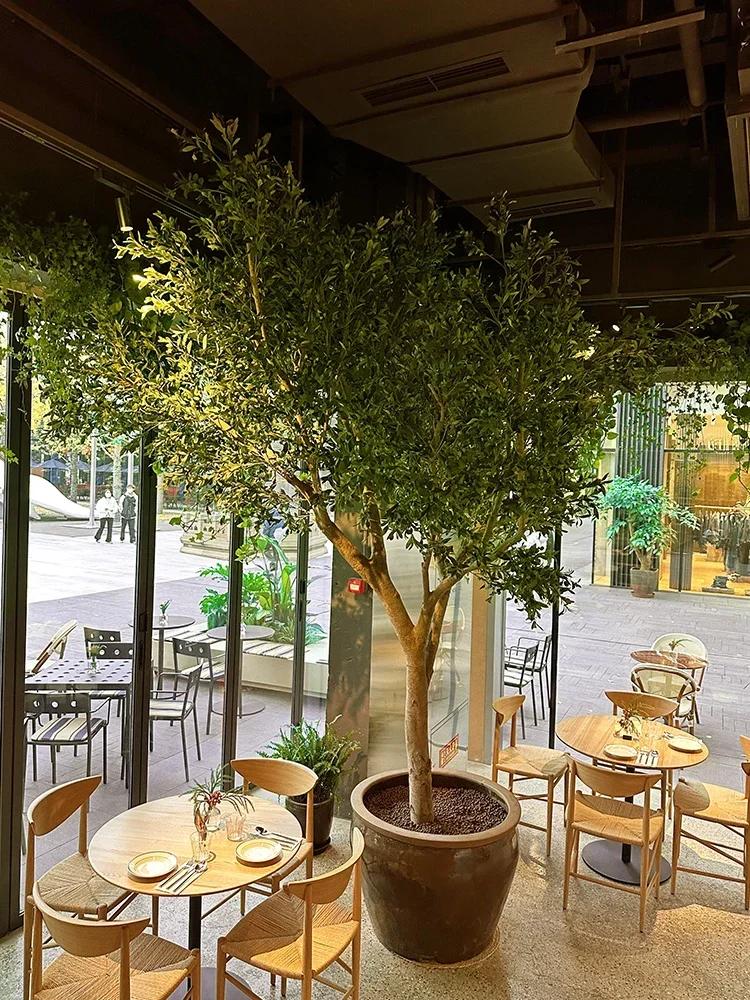 Olivier artificiel, grande plante verte bionique du sol au plafond, décoration paysagère intérieure 