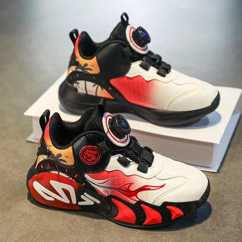 Chaussures de basket-ball pour enfants, chaussures de sport de plein air légères en cuir à amorti re