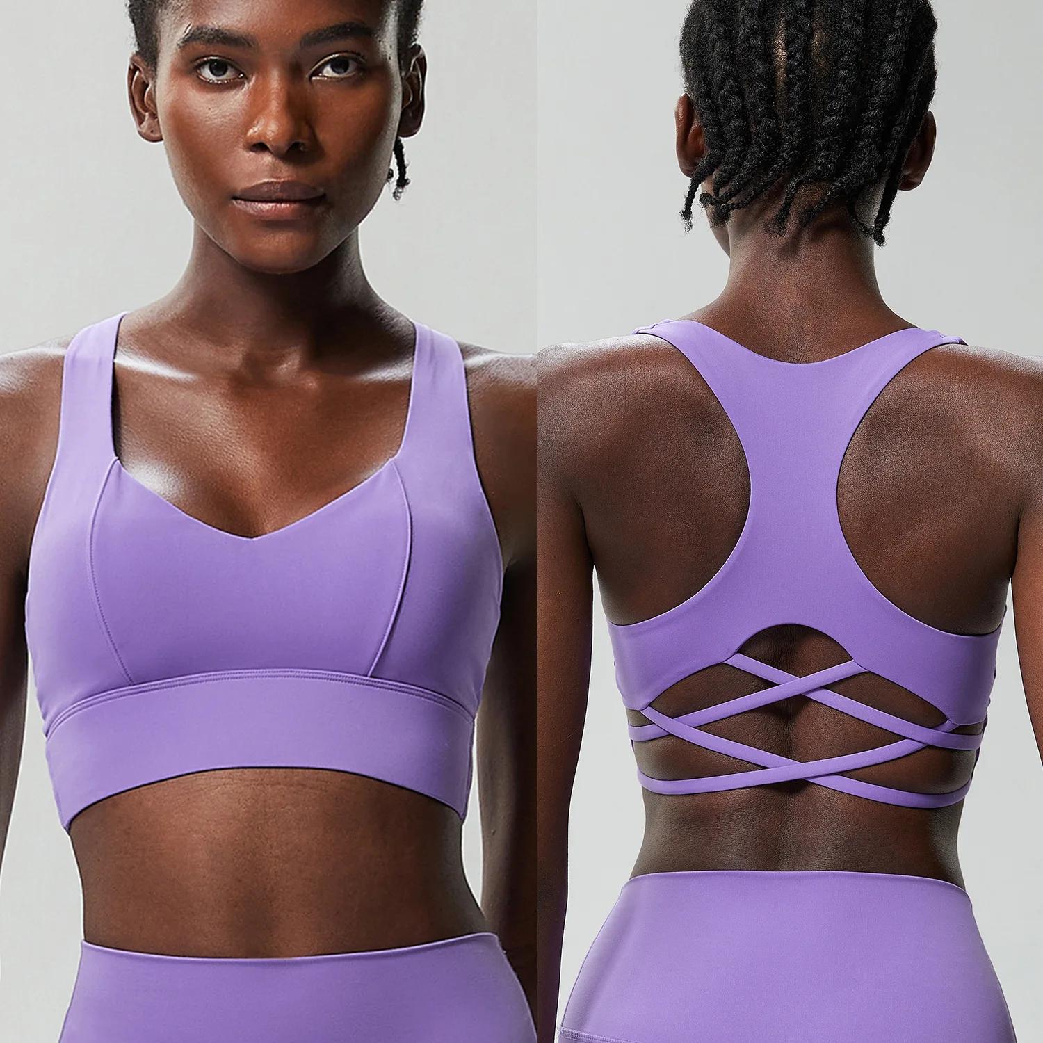 Soutien-gorge de sport pour femme, extensible, doux, froncé, push-up, haute performance, respirant, 