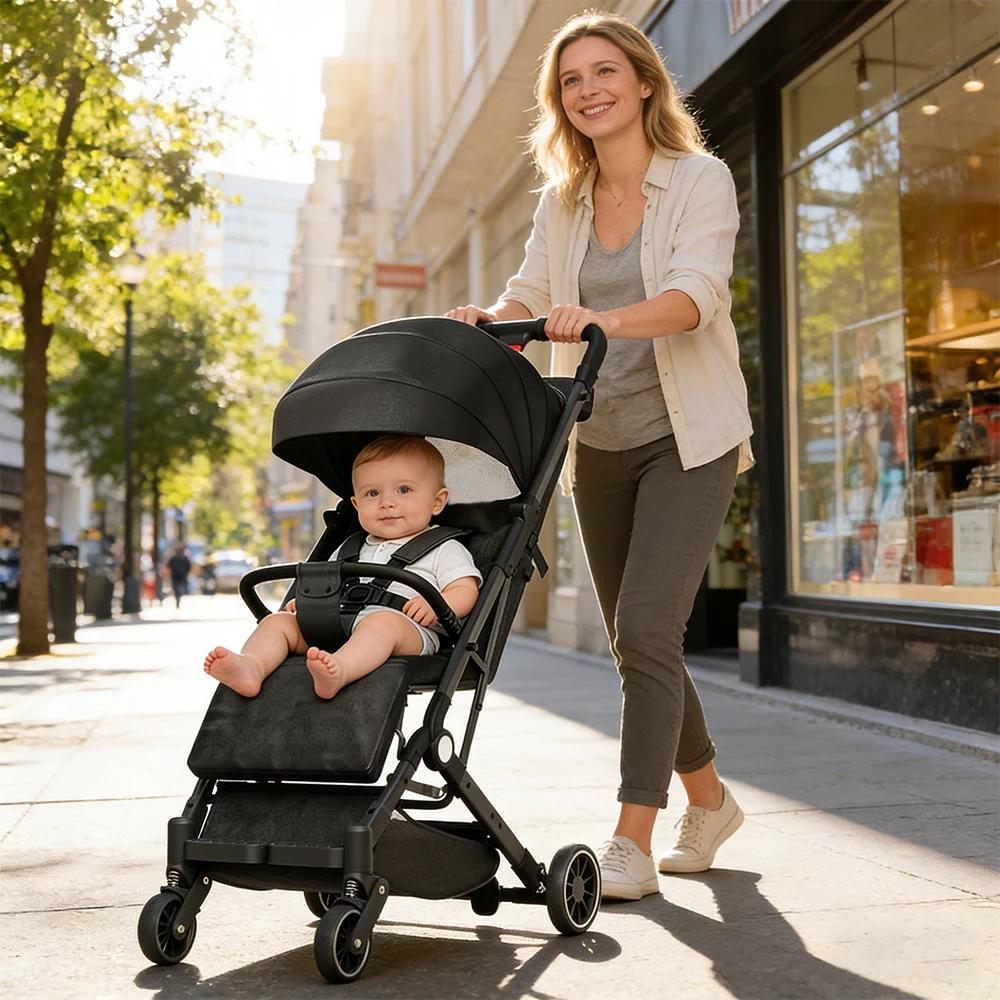 Poussette pliable légère - 6 mois à 4 ans - 360 °   Roues pivotantes - Ultralégères - Dossier réglab