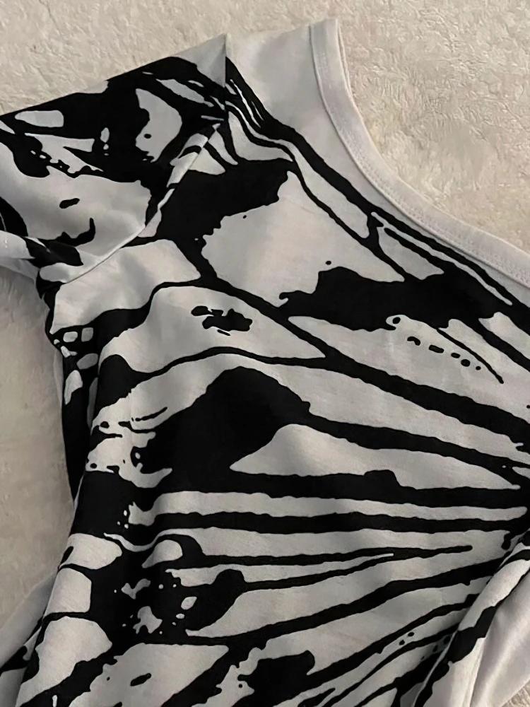 T-shirt manches courtes femme, épaules dénudées, Sexy, coréen, Harajuku, imprimé esthétique, hauts f
