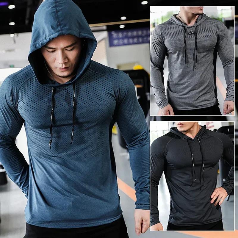 Sweat-shirt à capuche pour hommes, survêtement de Fitness, de Sport, de course, de Gym, d'entraîneme