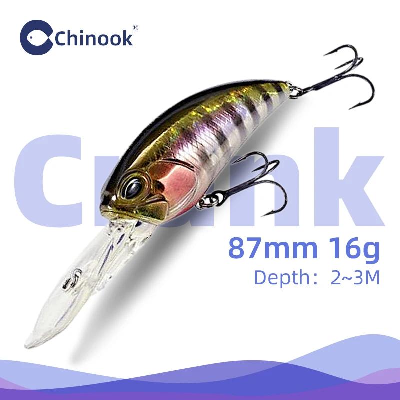 Leurre de pêche au basse CHINOOK Crankbait 87MM 16G, profondeur 2-3m, leurre coulant moyen, leurre à