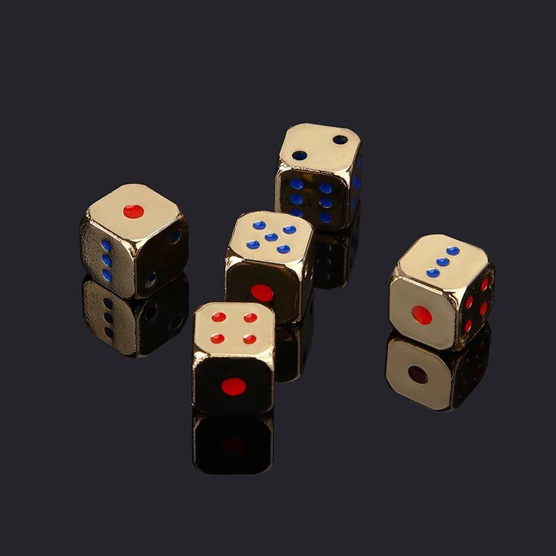 Dés en métal créatifs dorés/argentés, dés de jeu amusants avec points colorés, accessoires de jeu de