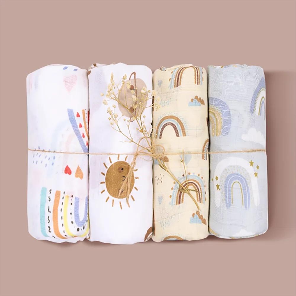 Couverture d'emmaillotage en mousseline pour bébé, serviette de bain douce pour nouveau-né, coton de