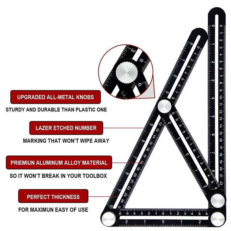 Règle de mesure multi-angle, outils de Construction, règle de positionnement pliante en aluminium, o