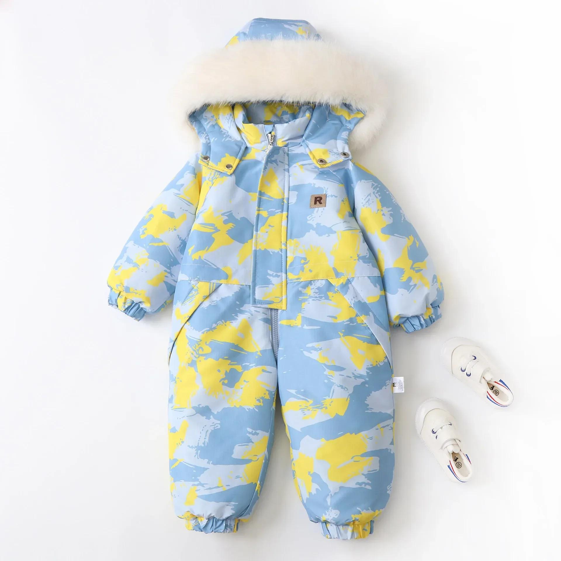 Vêtements de Snowboard pour enfants, combinaison de neige d'hiver pour filles, imprimé Floral, combi
