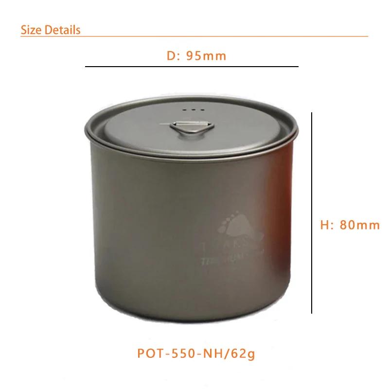 TOAKS – Pot ultraléger en titane de 550ml, tasse de Camping en plein air avec couvercle, deux versio