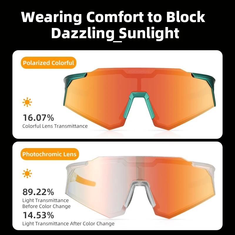 ROCKBROS – lunettes de soleil photochromiques pour hommes et femmes, polarisées, réglables, Support 