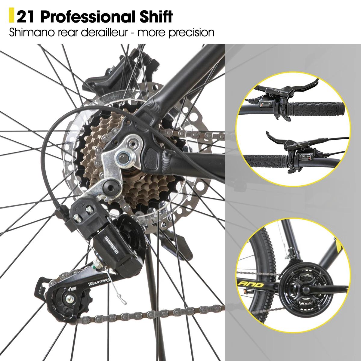 Hiland-Vélo de montagne à 21 vitesses en aluminium, freins à disque hydrauliques, fourche à suspensi