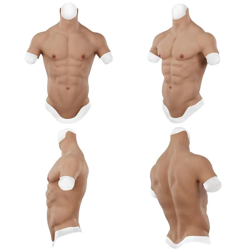 Poitrine masculine réaliste en silicone doux, simulation de la peau des muscles abdominaux, accessoi
