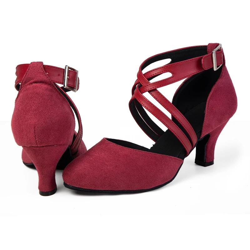 Nouvelles chaussures de danse latine à talons bas pour femmes, chaussures de danse sociale carrées p