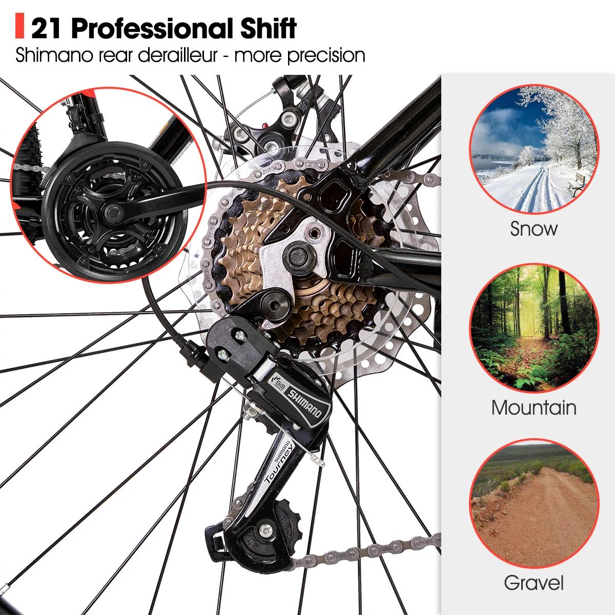 Hiland VTT, multi-pokes, transmission Shimano 21 vitesses, cadre en aluminium, roues de 26 pouces, v