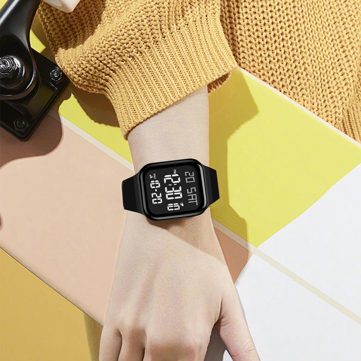 Montre d'étudiant mode montre de sport décontractée LED lumineux étanche affichage numérique montre 