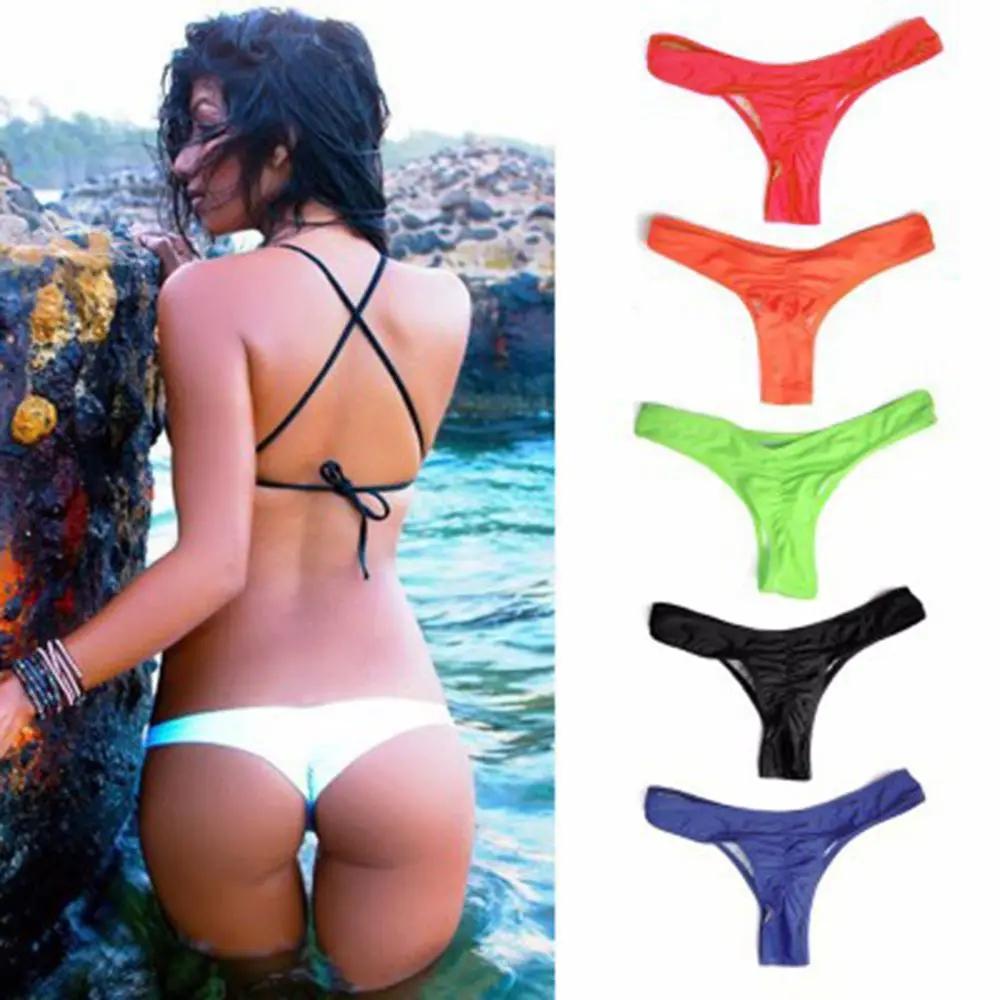 Maillot de bain plissé en forme de T, bikini sexy, maillot de bain simple, string de vacances, grand