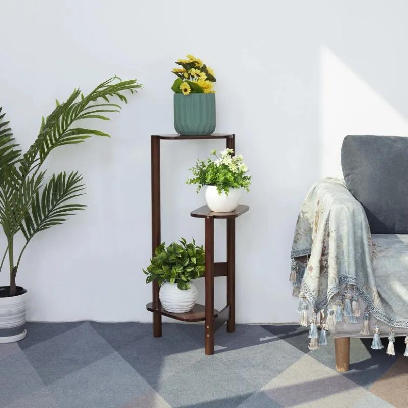 Support de plantes d'angle haut en bambou à 3 niveaux, support de jardinière, support de Pot de fleu
