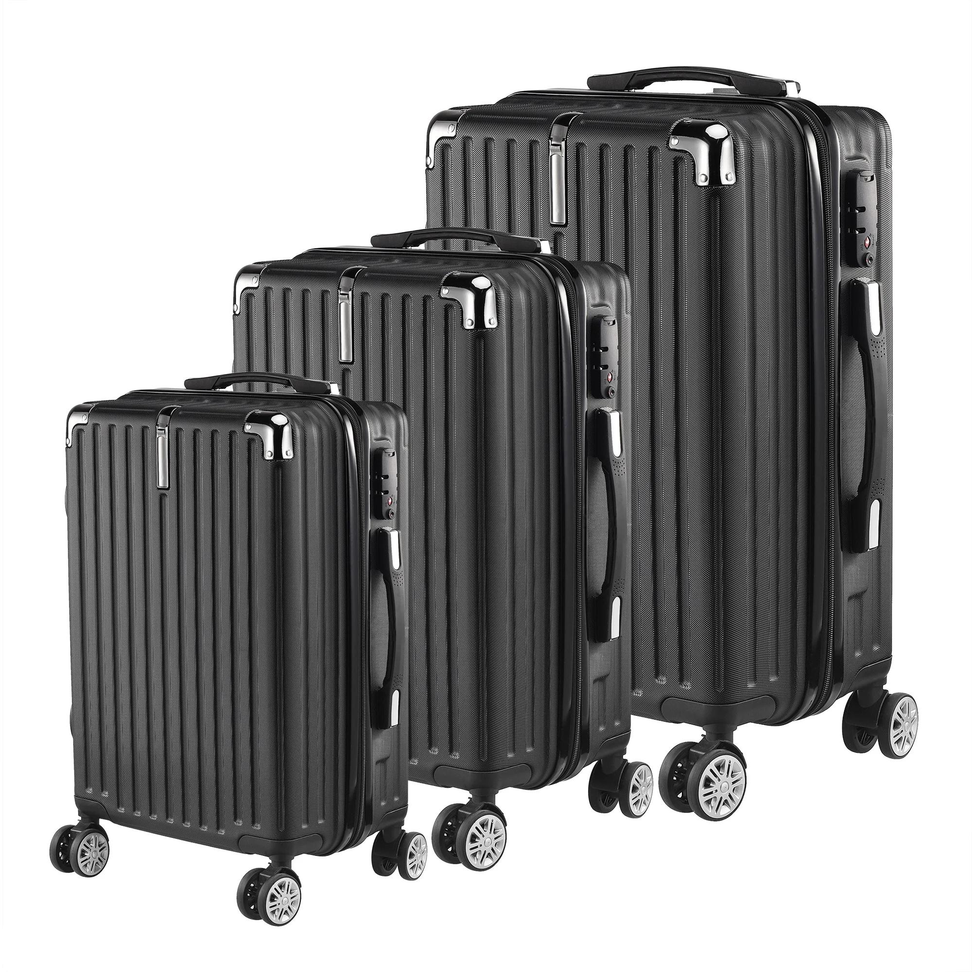 Ensemble de bagages 3 pièces, valises 20 "24" 28 ", coque rigide ABS, 4 roulettes pivotantes silenci