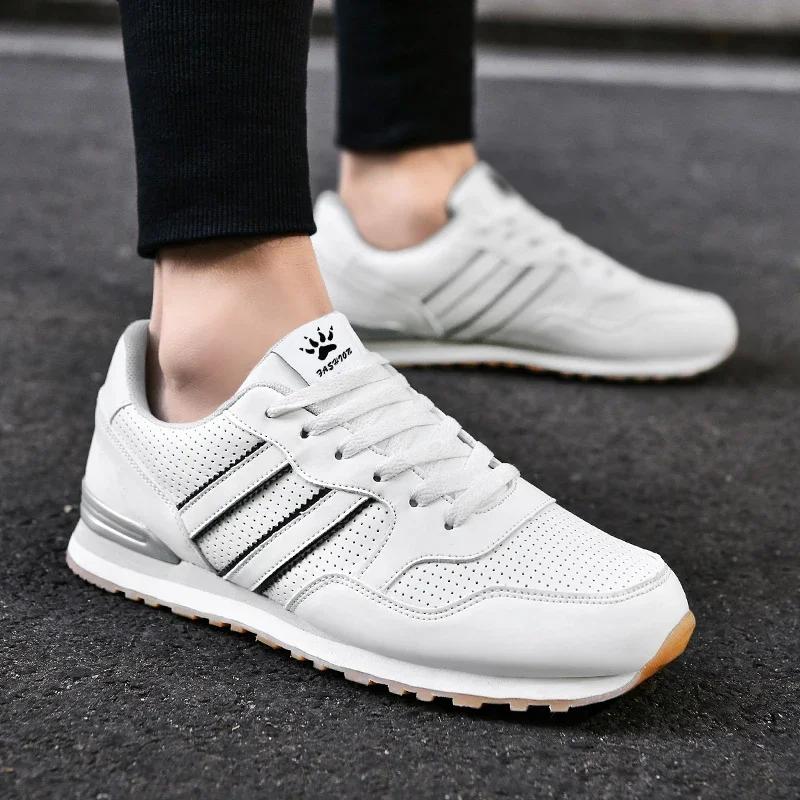 Chaussures de sport à coupe basse pour hommes, course à pied à plat, blanc, durable, classique, déco
