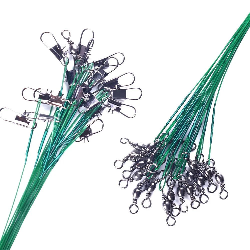 Ligne de pêche en acier Anti-morsure, Leader de fil d'acier avec accessoire de pêche pivotant, laiss