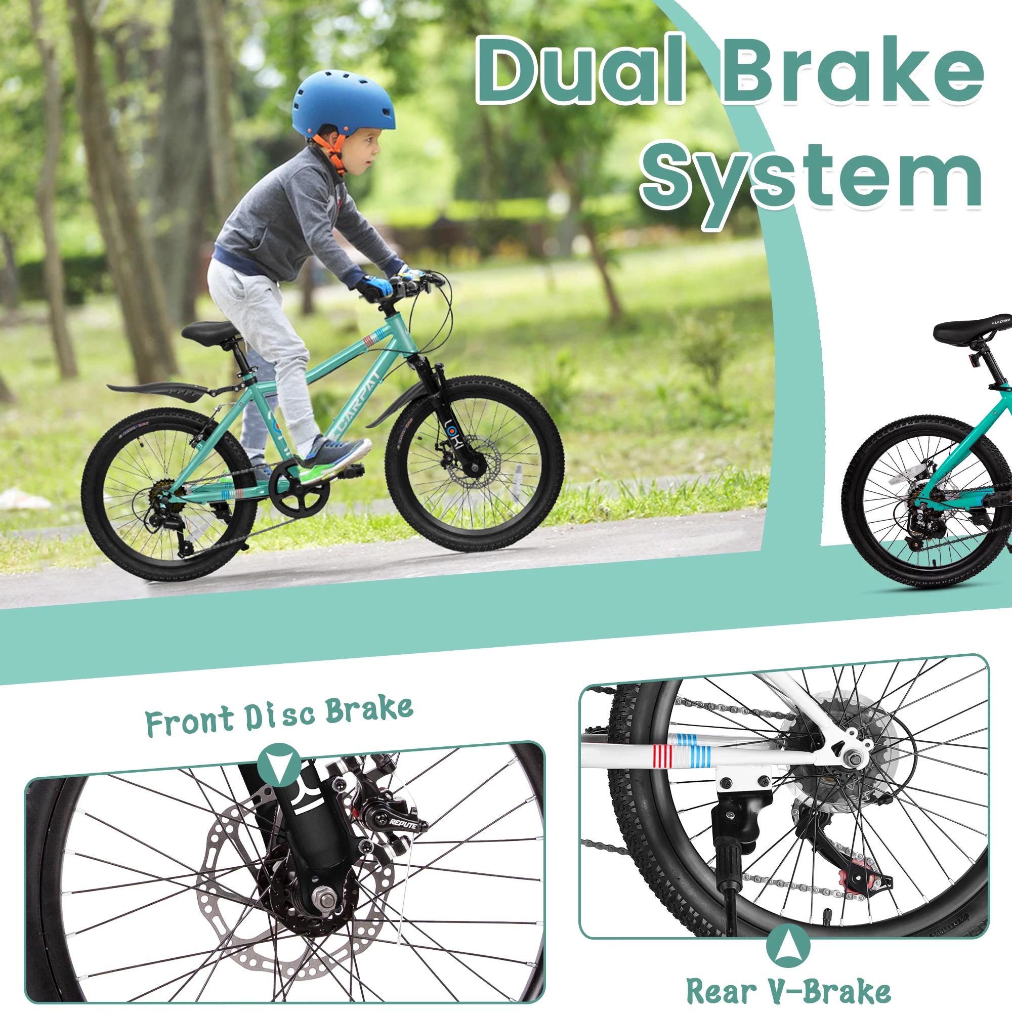 Ecarpat-Vélo de montagne pour enfants, roue de 20 pouces, cadre en acier au carbone durable, vélo à