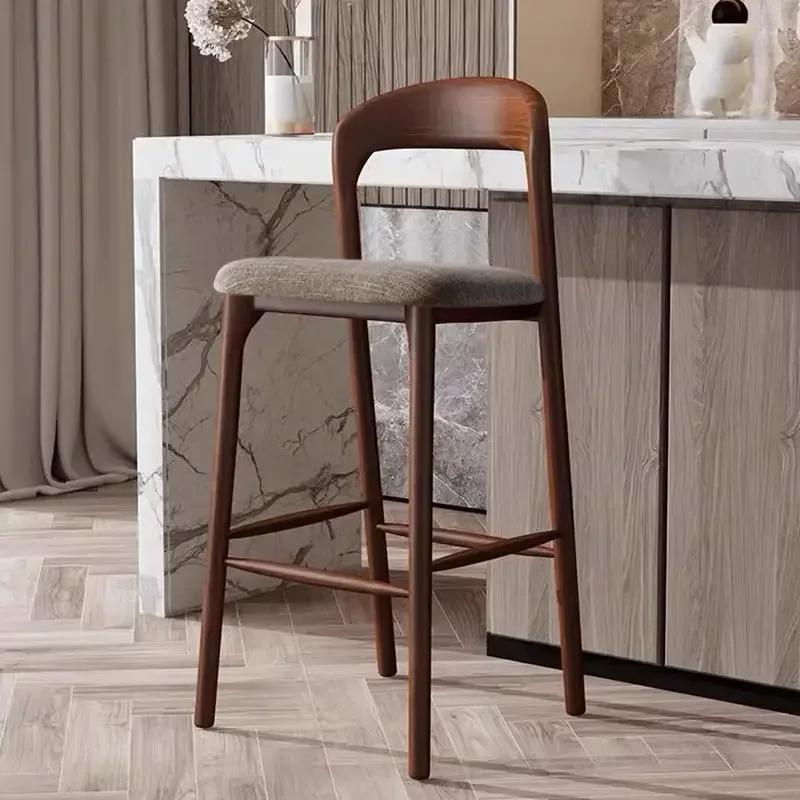 Salon de luxe dossier tabourets de Bar nordique en bois massif Design de mode chaises de Bar ergonom